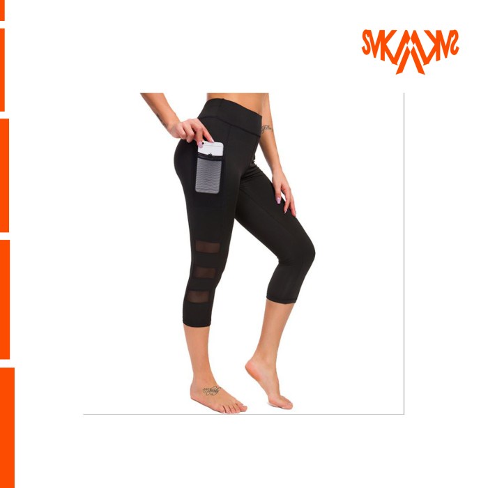 Terlaris Celana Legging Sport 3/4 Wanita Import Bahan Premium Ada Kantong