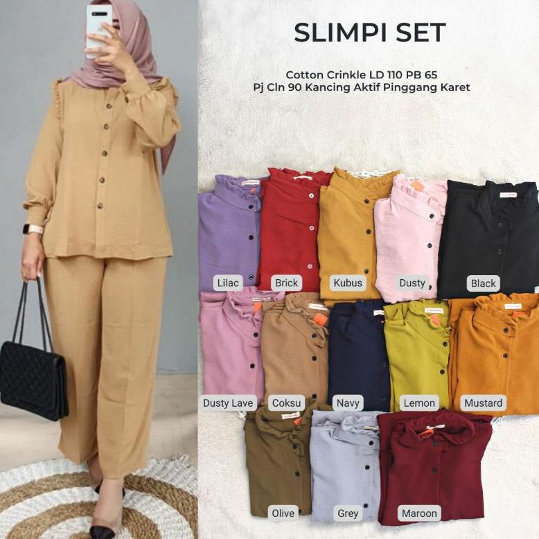 Viral Mumu - Slimpi Set Setelan Crinkle Premium Ld 110 Cm  Terbaru Jumbo Terlaris J23X