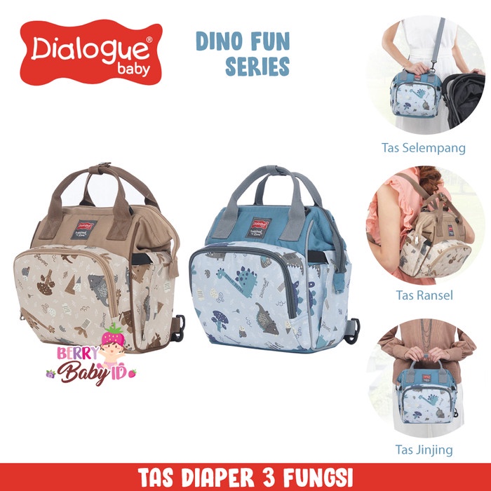 Terlaris Dialogue Baby Tas Diaper Bayi Kecil 3-In-1 Travel Bag Dino Fun Series