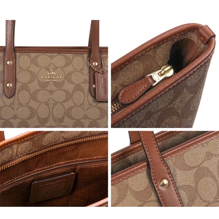 FLASH SALE TAS COACH ORIGINAL WANITA CITY TOTE BAG 22 IN SIGNATURE CANVAS ZIPPER TERBARU