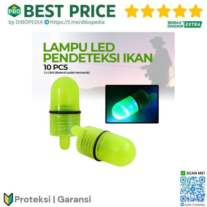 Terlaris Lampu Led Bell Pendeteksi Ikan Untuk Kail Pancing 10Pcs - Hijau