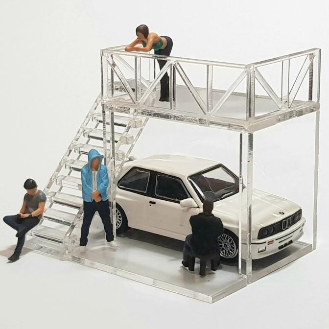 Buruan beli] Mezzanine garasi skala 1-64 diorama diecast miniature