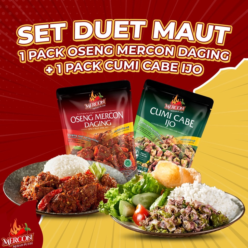 

[KODE PRODUK KVRLS7545] Mercon Merah Putih - Set Duet Maut || Oseng Mercon Daging + Cumi Cabe Ijo