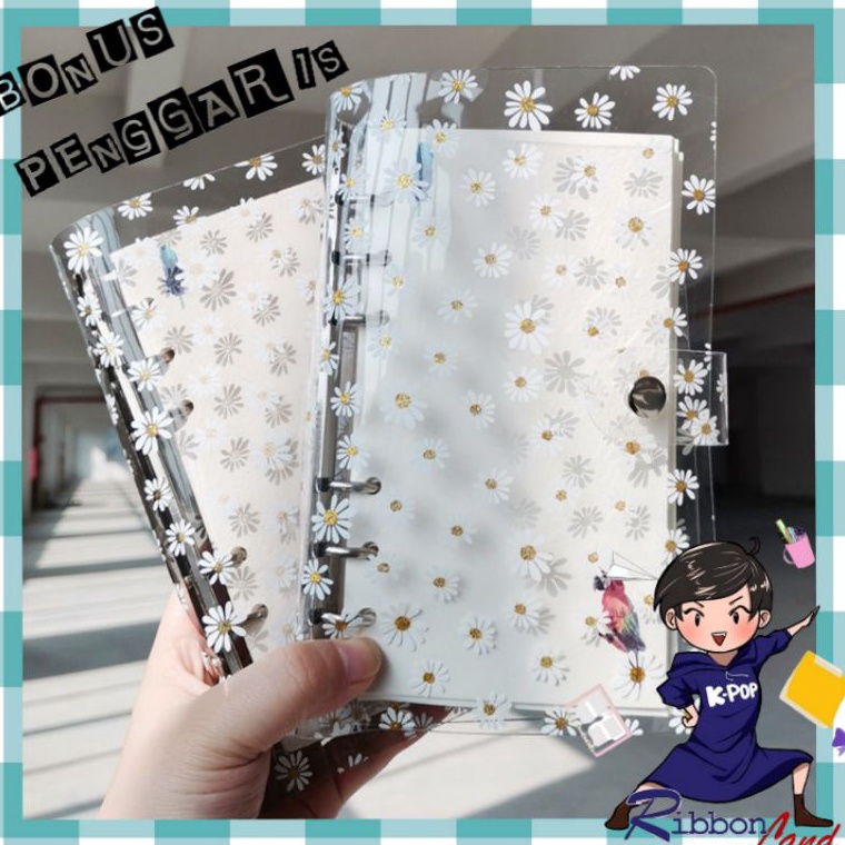 

➵Seller✮ BAZFG (FREE Penggaris) A6 A7 Binder Small Print Flower Daisy 6 Ring D75 ❈Produk Keren