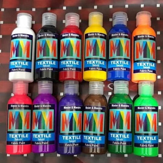 

Set 12 warna Cat Textile MM 60ml Bonus 1 putih lukis kaos, jeans, dll