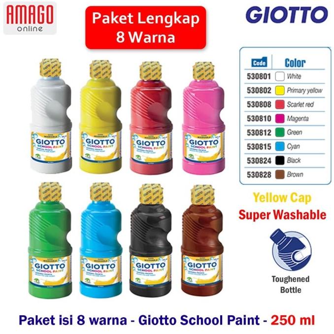 

PAKET LENGKAP ISI 8 WARNA - GIOTTO SCHOOL PAINT - SATUAN - 250 ml