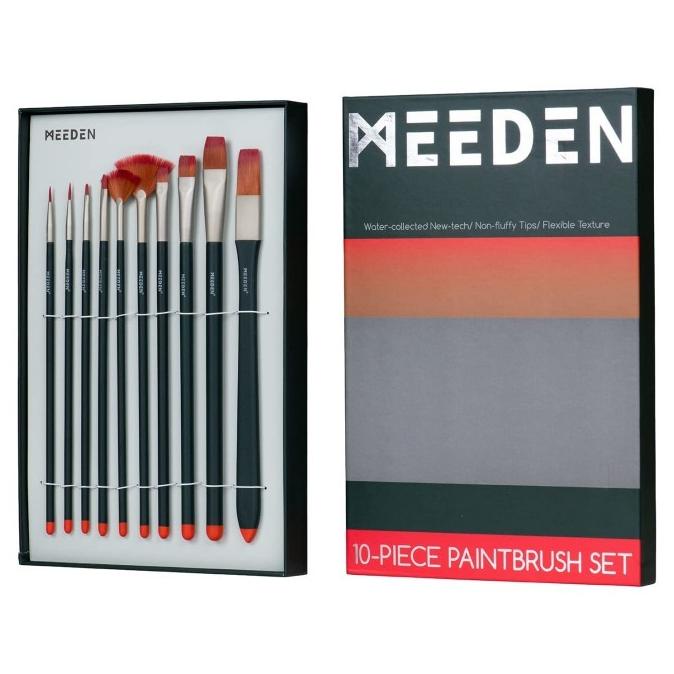 

Kuas Lukis Meeden Acrylic Paint Brush Set 10 Synthetic Long Handle