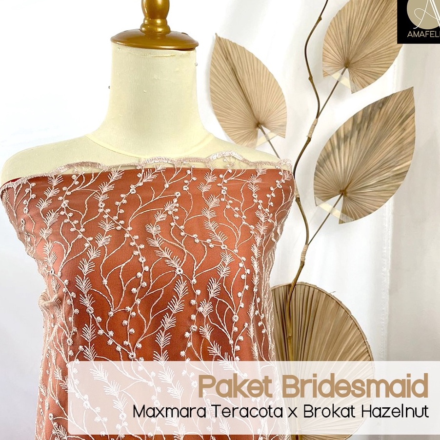 12.12 sale Paket Kain Bridesmaid Seragaman Lamaran Keluarga Lengkap Satin Kebaya Brokat Warna Teraco