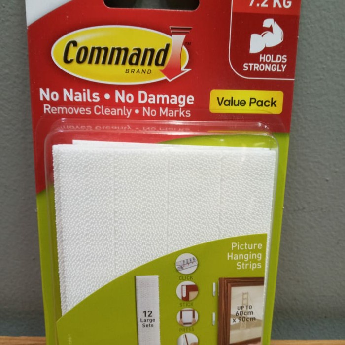 

Terlaris 3M Command Large Picture Hanging Strips 17206-12 Kapasitas 7.2Kg