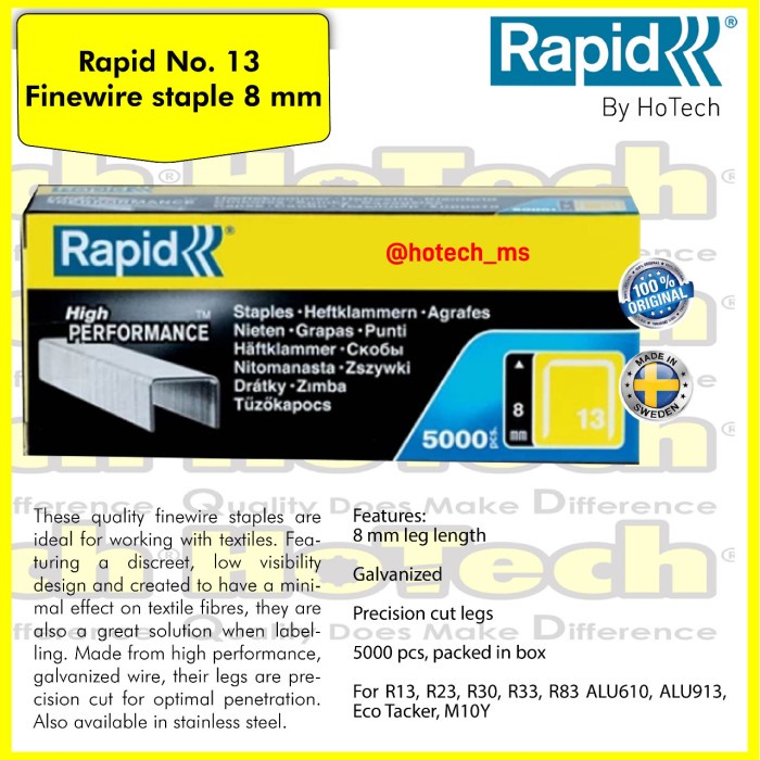 

RAPID ISI STAPLES 13/8MM GALVANISED, 5000 PCS