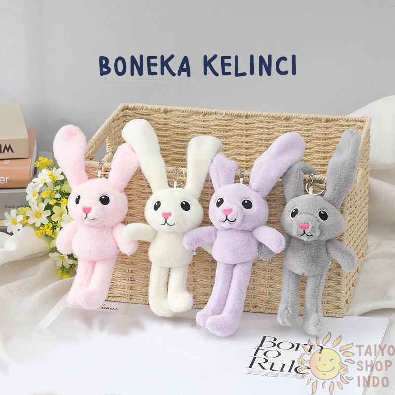 UK1 TAIYO BONEKA KELINCI TELINGA PANJANG TARIK 30CM RABBIT DOLL GANTUNGAN PLUSH TOY VIRAL PK4