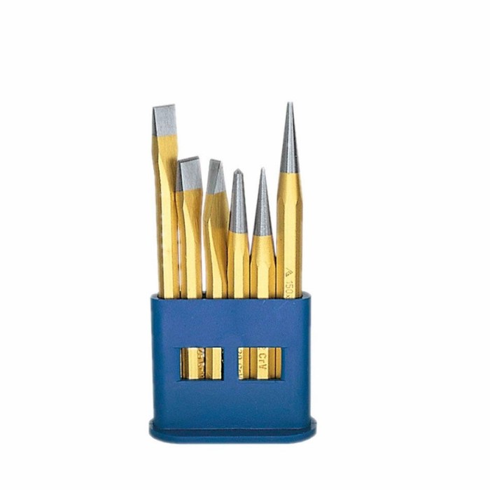

Terlaris Rennsteig Chisel&Taper Punch Set In Plastic Holder Rennsteig