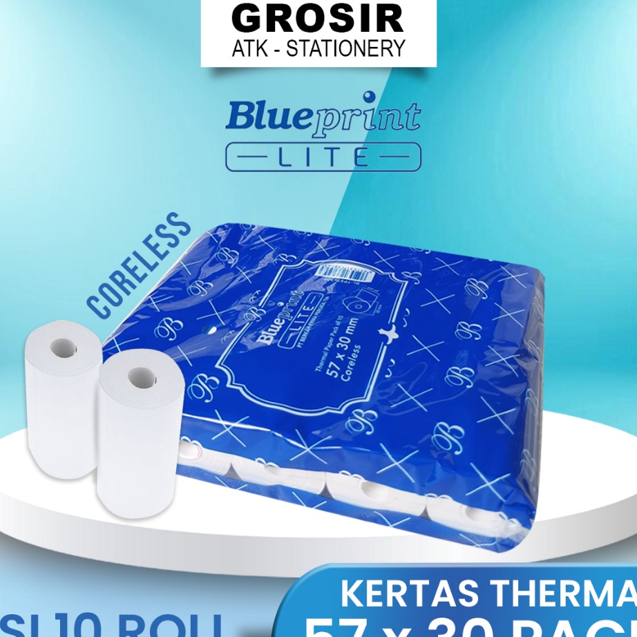 

[KODE PRODUK PJ7QA5054] 57X30 (1 PACK) KERTAS KASIR STRUK KERTAS THERMAL TERMAL EDC BRI PPOB BLUEPRINT LITE 57MM 58x30 CORELESS