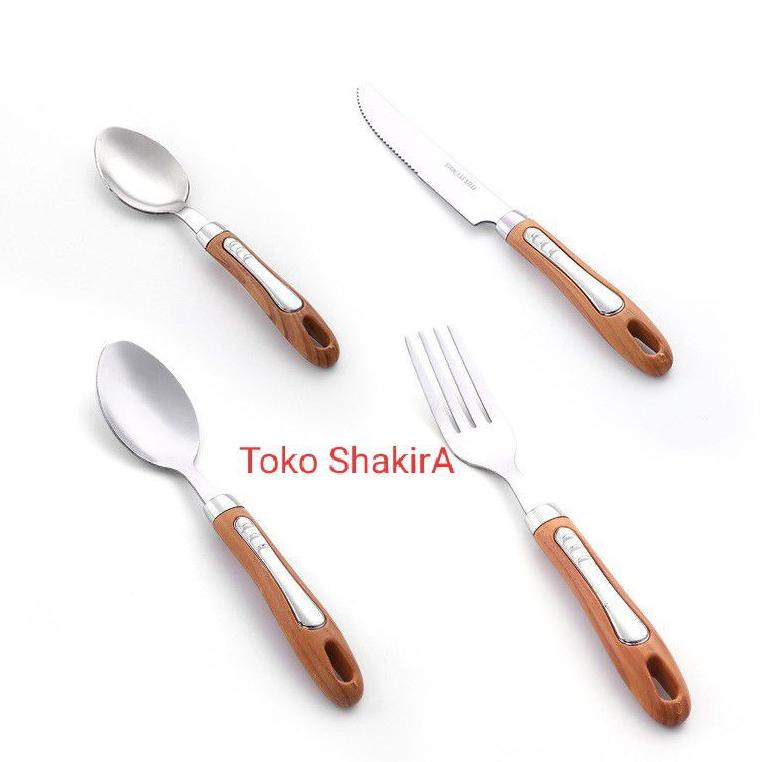 Termurah Sendok Makan Kayu Set Tempat Sendok Kayu Unik Gantung Stainless Pohon Set 24 Pcs J23X