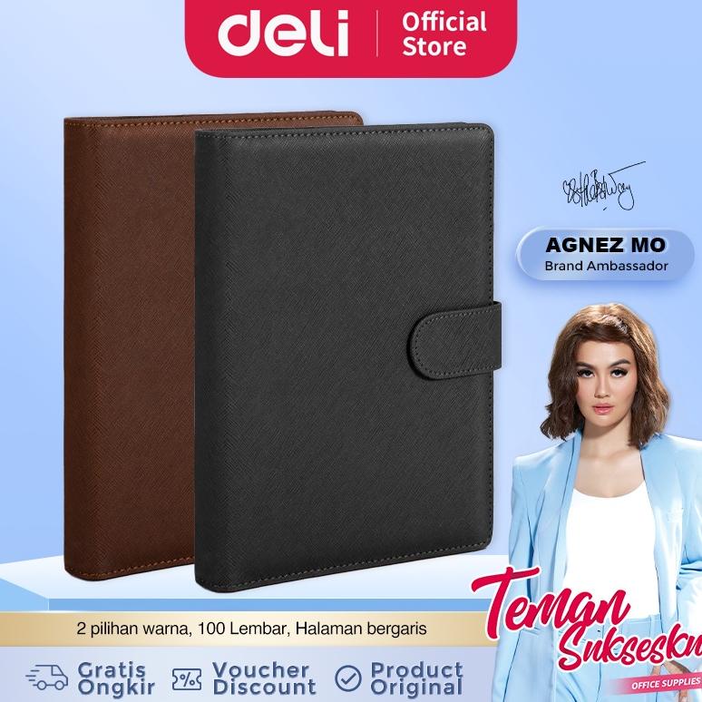

Deli Loose-leaf Notebook Buku Catatan 25K 210x145mm 100 Lembar Warna Coklat Hitam 3151