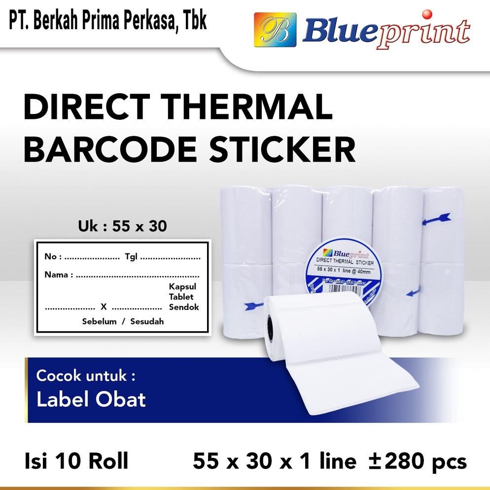 

Direct Thermal Sticker , Kertas Label Stiker BLUEPRINT 55 x 30 , 55x30 mm 1 Line - 10 Roll