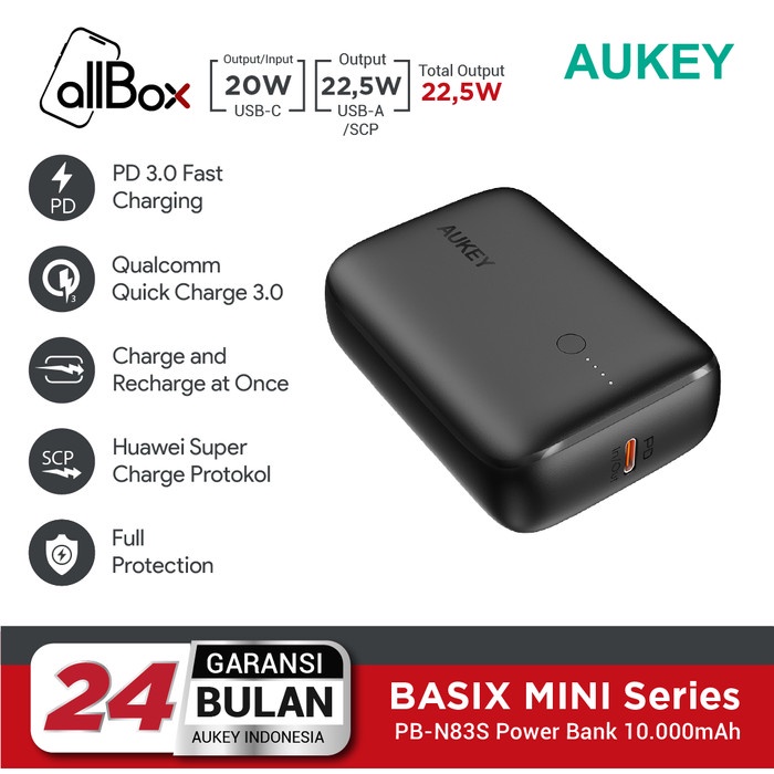 Terlaris Powerbank Aukey Pb-N83S 10.000Mah Pd 3.0