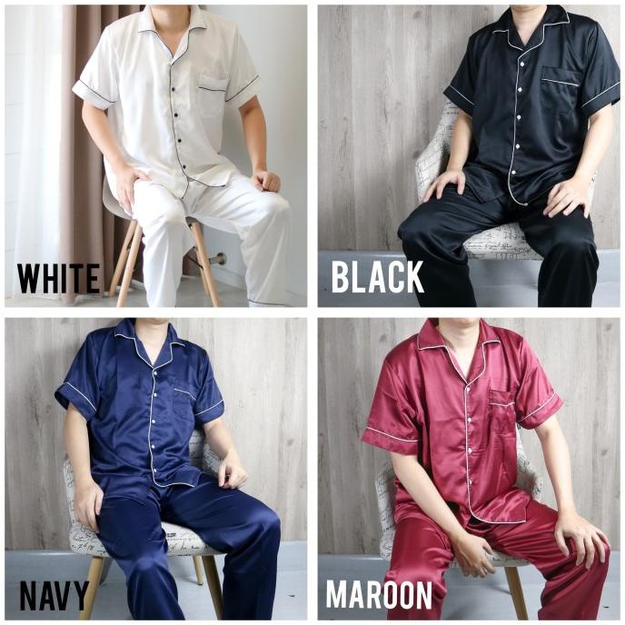 Big Sale Piyama Pria Satin Polos / Baju Tidur Pria Satin / Piyama Satin Polos Original