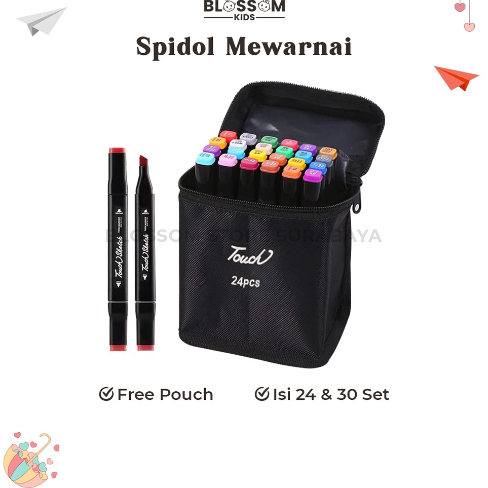 

Terlaris Spidol Warna Spidol 2 Sisi Sketsa Spidol Gambar 3D Pen Art Marker - Blossom Kids 