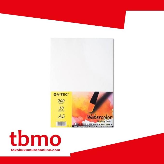 

TBMO WATER COLOUR PAINTING PAPER 10SHEETS/200GR UK.A5 COLD PRESS V-TEC