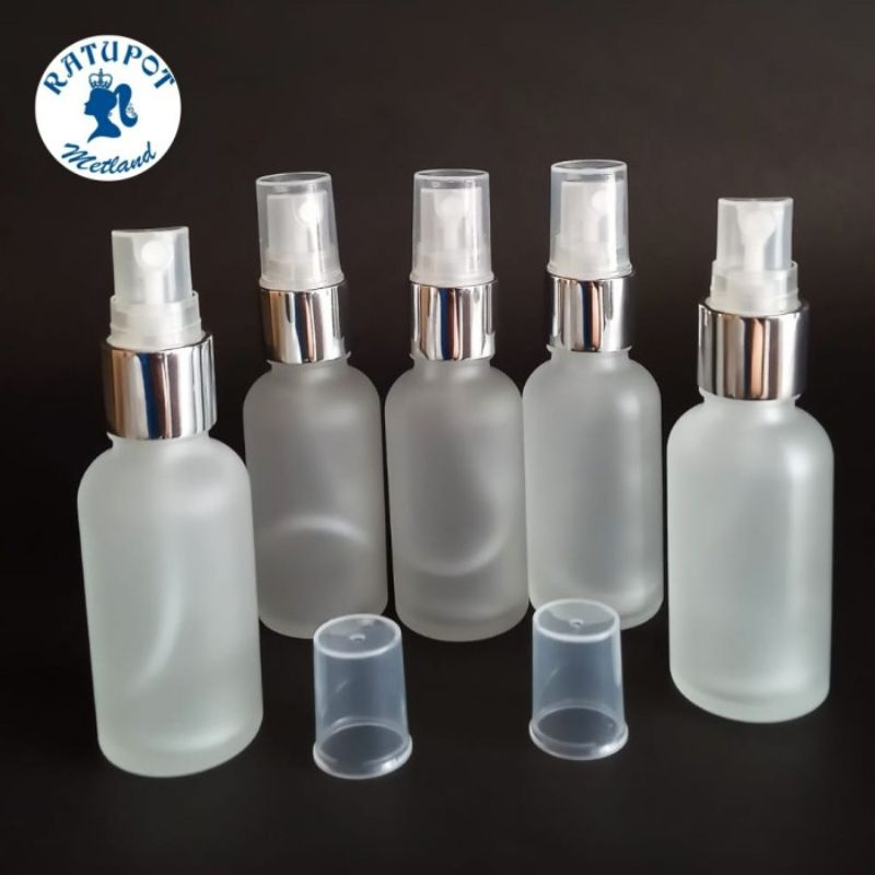 botol 30 ml kaca frosted spray silver