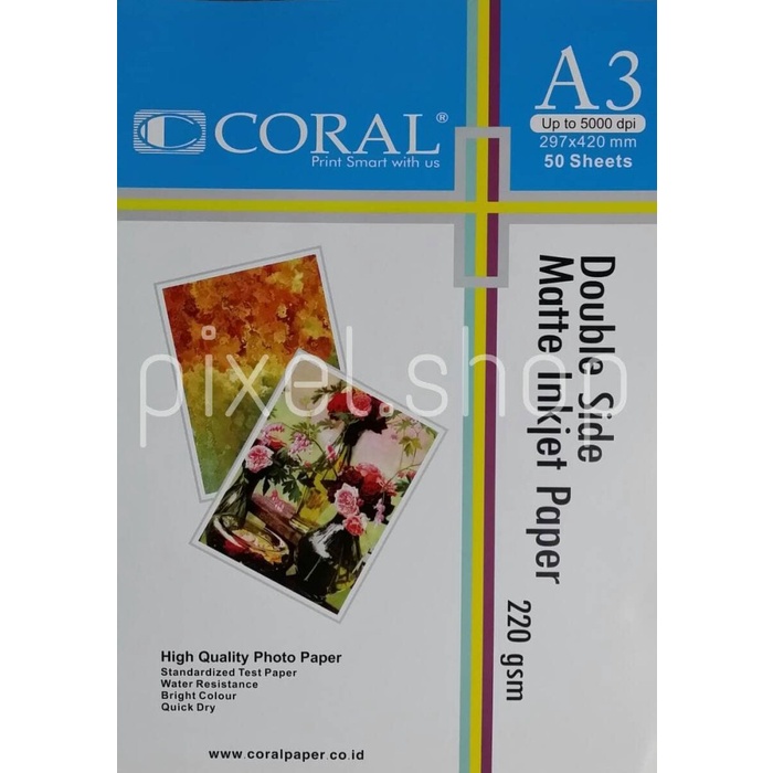 

Termurah Kertas Print Inkjet Mate Double Side A3 220 Coral - Inkjet Matte