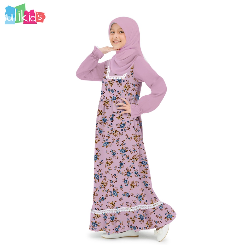 Ulikids Set baju Gamis Anak Perempuan Muslim Mewah Korea style Usia 3-12 Tahun