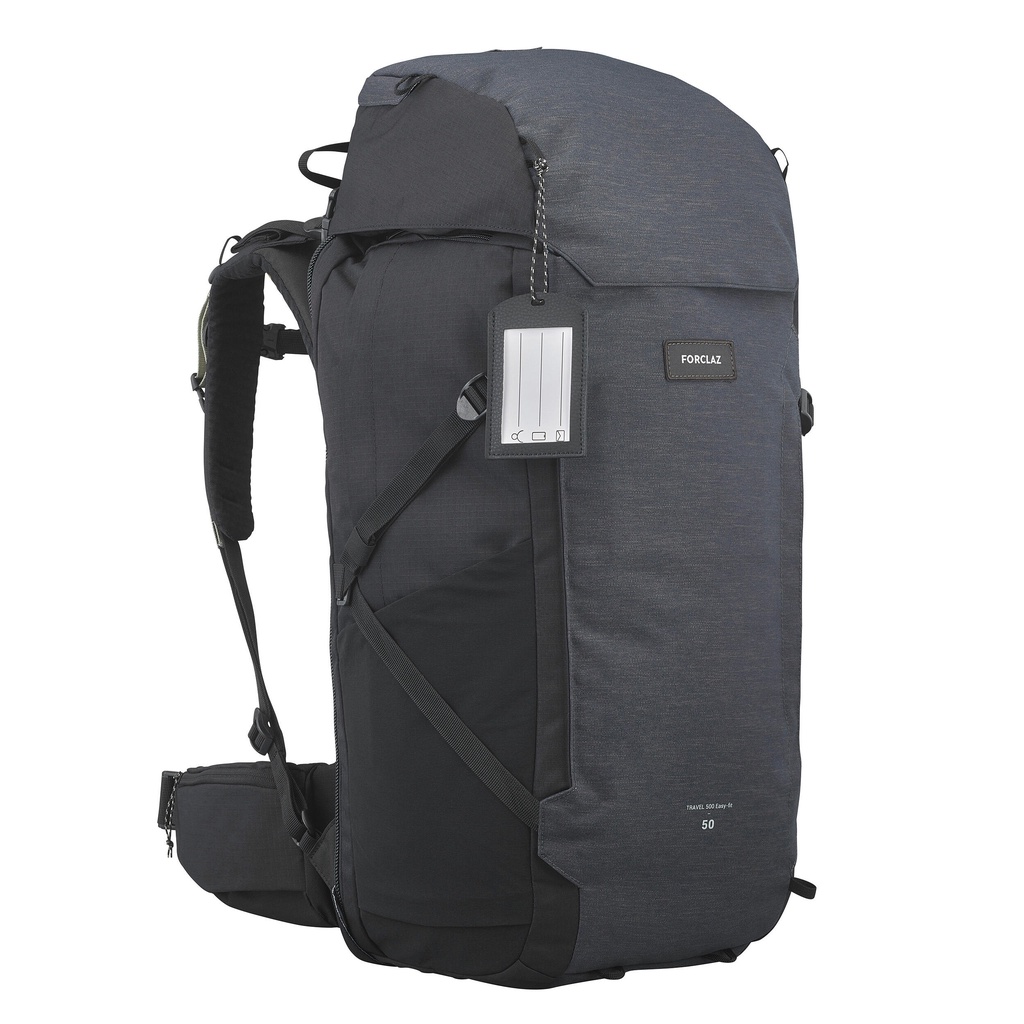 DECATHLON FORCLAZ Ransel Trekking Travel pria 50+6L dengan lubang koper – Travel 9000 - 8580006