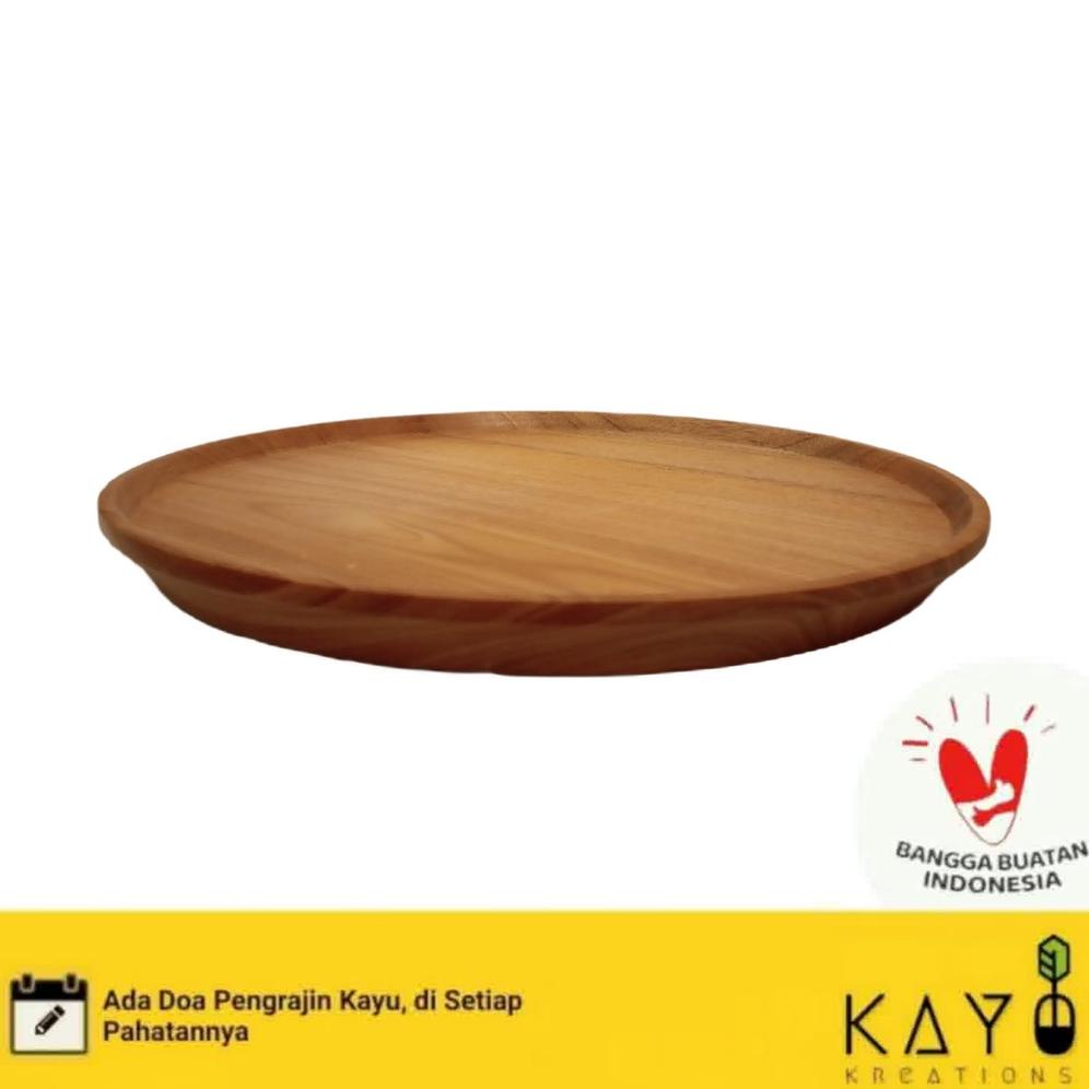 Nampan Baki Bulat Kayu Jati Asli - Peralatan Dapur Kayu
