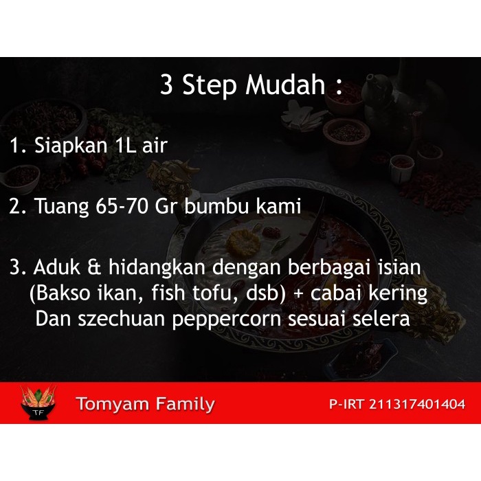 

Bumbu Hotpot Mala Steamboat Pedas 500 Gr Merk Tomyam Faly
