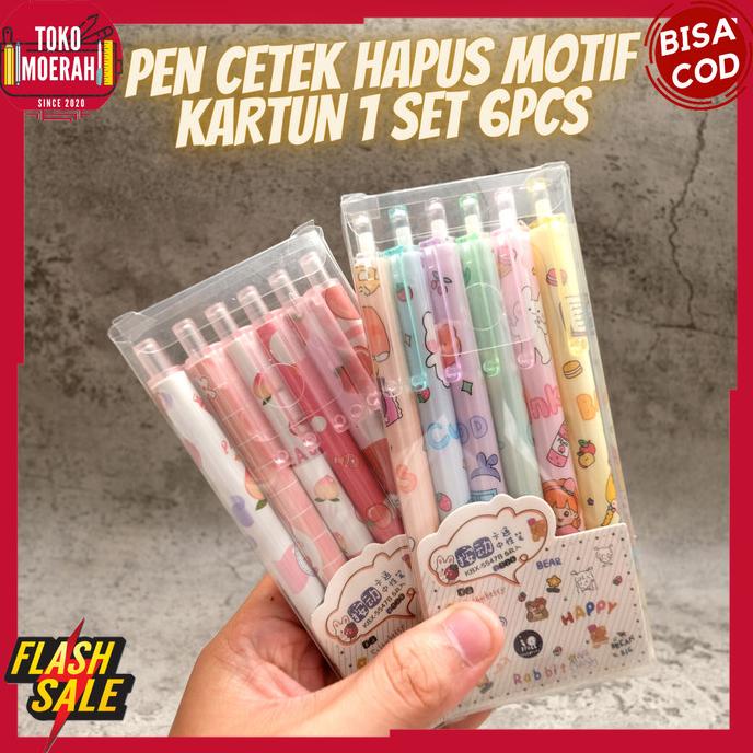 

Pen Hapus Cetek 1 Set 6 Pcs Pulpen Eraseable Kartun Lucu Unik Murah