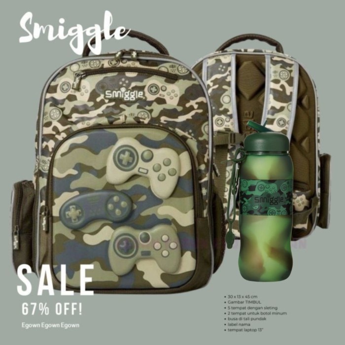 Kado Anak Original Tas Smiggle Backpack Army Beam Bola Tas new
