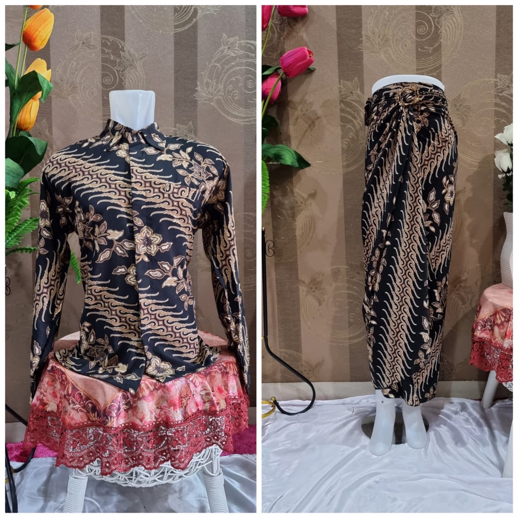 ROK LILIT DAN PLISKET COUPLE BATIK / ROK SET KEMEJA LENGAN PANJANG / COUPLE BATIK / KAIN LILIT WISUD