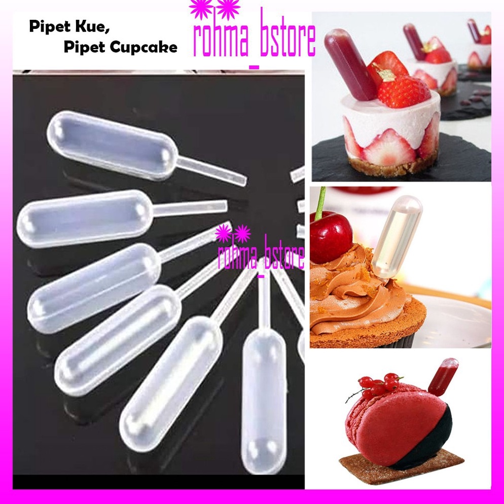 UZXD-64 Pipet Cupcake 50 pcs 4ml Pipet Plastik kue Macaroons Dessert Selai Fla Saos Kecap JES