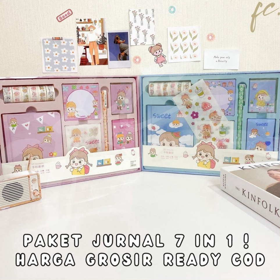 

Murah Paket Jurnal Set 7 in 1 Agenda / Gift Box Hampers / Hadiah / Notebook Journal Diary / 6 in 1 Boba Alat Buku Tulis Lengkap Scrapbook Cute Girl Sanrio Cinnamoroll My Melody Kuromi Panda Peach Kelinci Duffy Cat Sweetheart Cake Shop Import Grosir Ready