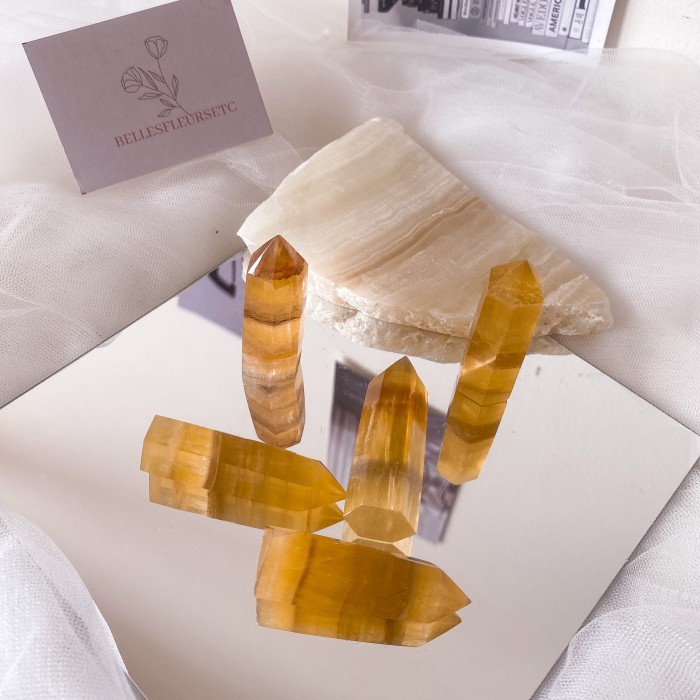 Terlaris Yellow Fluorite Stone Quartz Crystal Wand