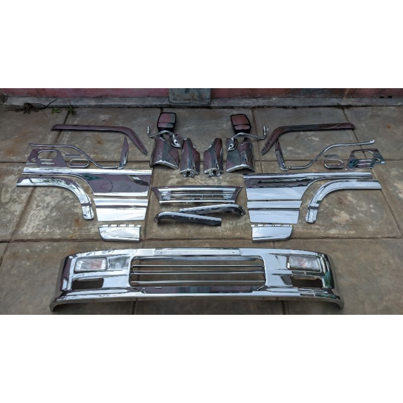 aksesoris cabin depan dan samping set bemper crome elf nhr isuzu elf nhr elf nkr55 elf macan