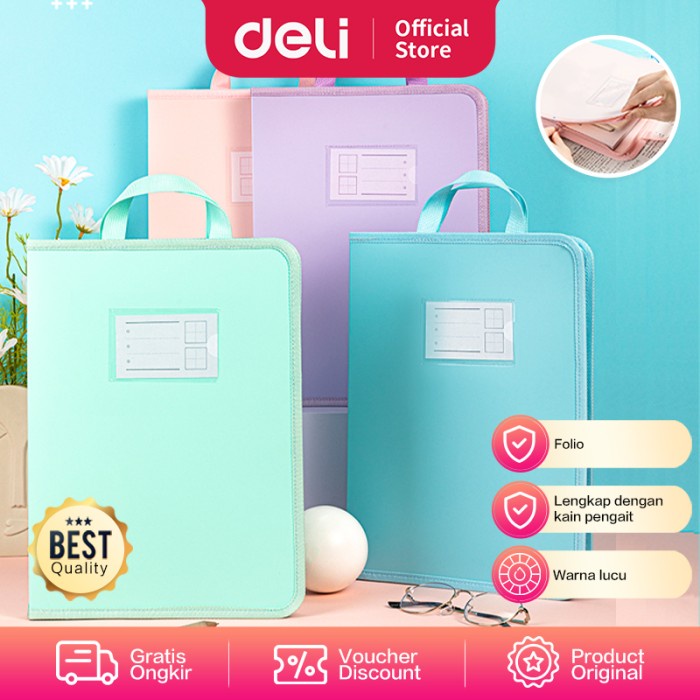 

Bestseller Deli Zip Bag / Map Tas Folder Retsleting Ukuran Folio Lucu 63246