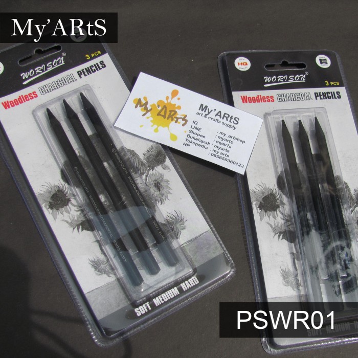 

Terlaris Woodless Charcoal Pencil 3Pcs - Pensil Arang - Myarts