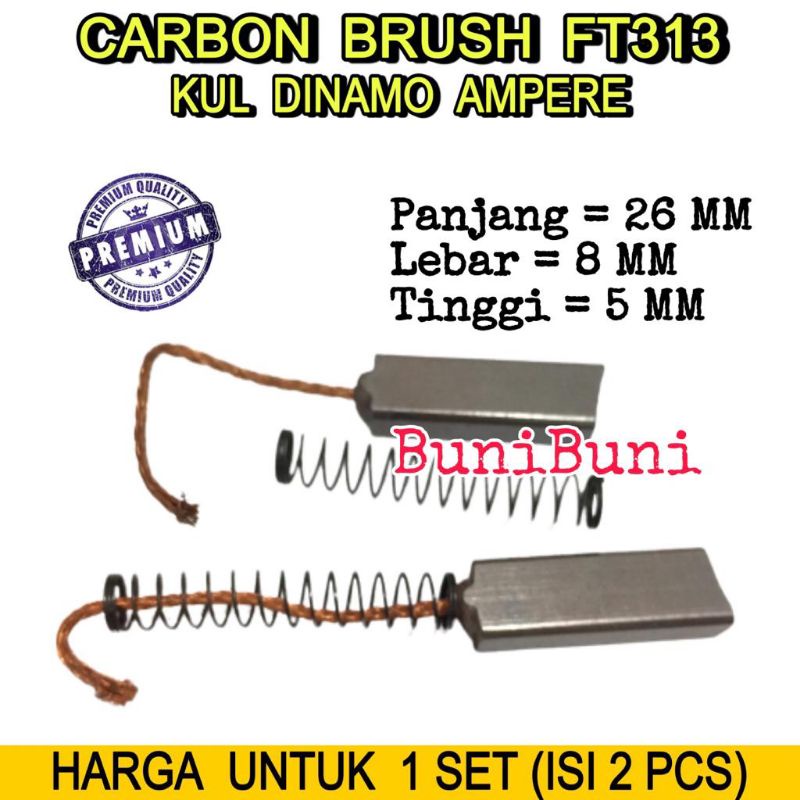 CARBON BRUSH ALTERNATOR FT 313 / Kul Cool Arang Dinamo Ampere Mobil Rino HiAce Taft GT PS136 - 1 SET FT313