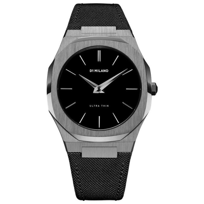 Jam Tangan Pria D1 Milano Ultra Thin D1-Utnj02 Black Dial Black Nylon