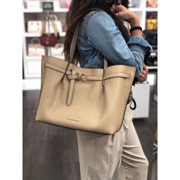 DISKON SPESIAL TAS WANITA MICHAEL KORS MK EMILIA LARGE SHOULDER TOTE BAG HANDBAG BUFF TERMURAH