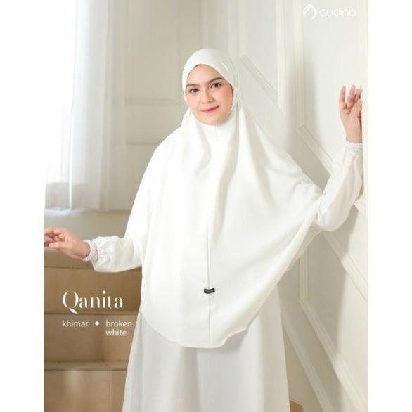 Qonita Khimar Putih Tulang ORI Audina Jilbab Tali Jilbab Umroh Haji No