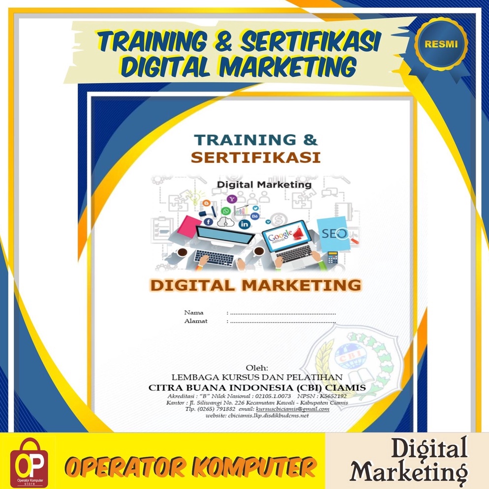 

Harga Termurah.. Sertifikasi dan Training DIGITAL MARKETING ONLINE IDG