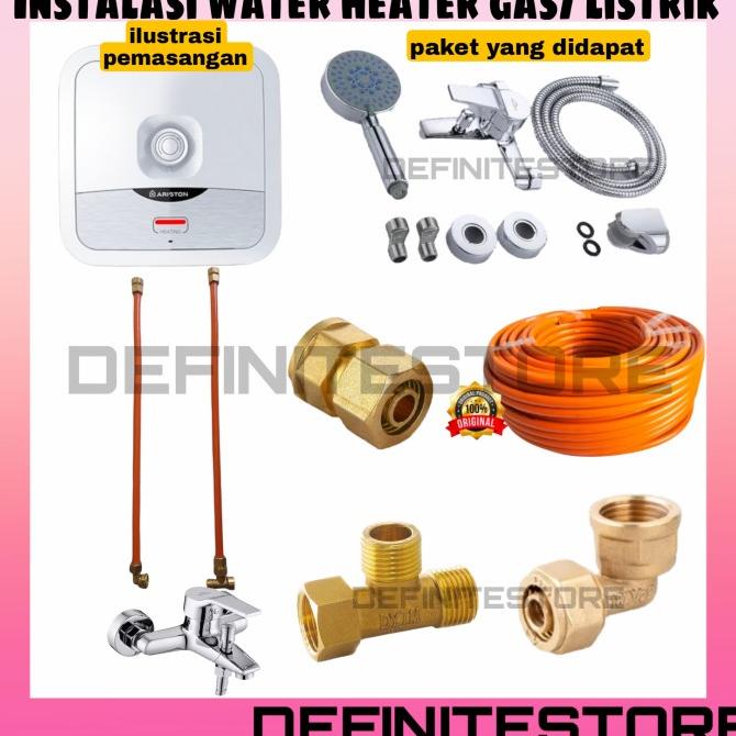 Paket Instalasi Water Heater Gas Listrik Hemat Ariston Modena Niko Original