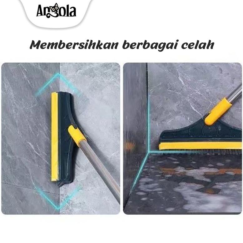 Promo Angola Sikat Dorong Lantai Dengan Wiper D48 Alat Pembersih Lantai Kaca 2In1 Sikat Toilet Erp