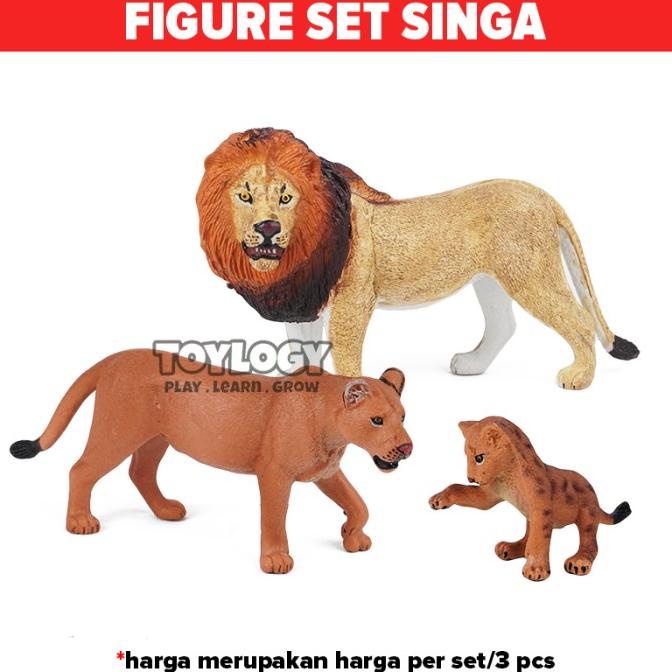 Pack Mainan Edukasi Figure Hewan Singa Karet Lion Family Miniatur Toy