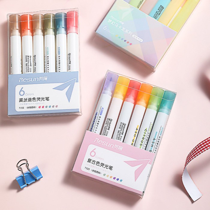 

Bestseller Resun Natural Colors Highlighter Set 6Pc - Spidol Warna - Highlighter