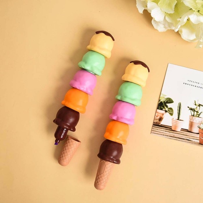 

Bestseller 5 Colors Ice Cream Candy Color Marker Pen Highlighter Cute