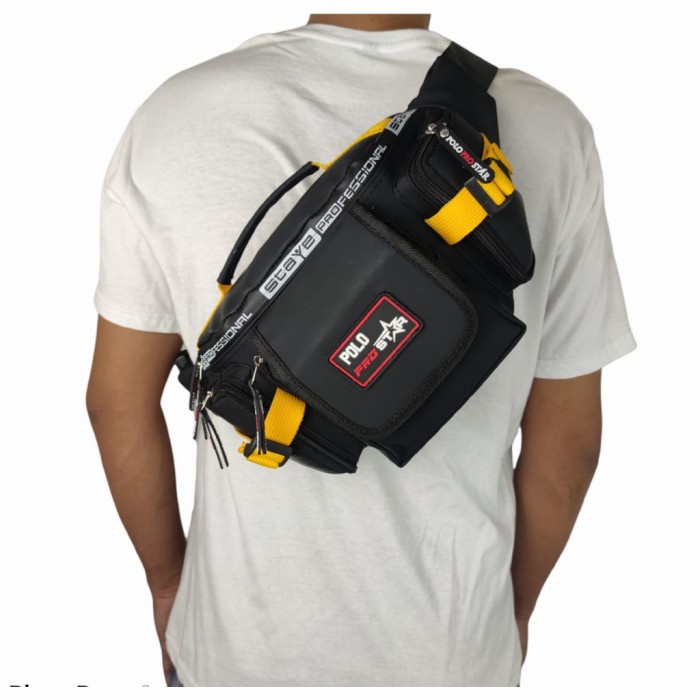 tas selempang pria TAS SELEMPANG PINGGANG WAISTBAG WATERPROOF JUMBO PRIA - Hitam(H3O3) Best Quality 